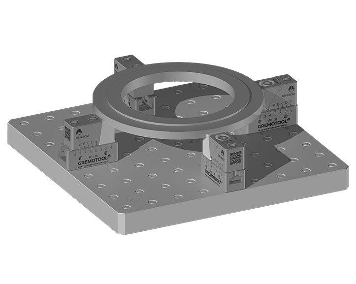 Gremotool Präzisionsspannsystem RC-Baureihe 2x RC-38 L100 Kombiniertes Fest- und Spannmodul auf MTS Palette