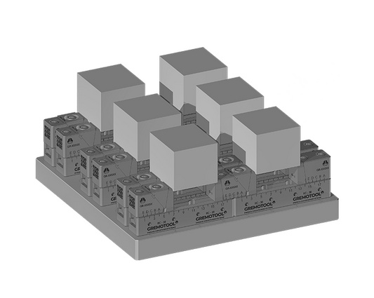 Gremotool Präzisionsspannsystem RC-Baureihe 12x RC-38 L200 Kombiniertes Fest- und Spannmodul auf MTS Palette